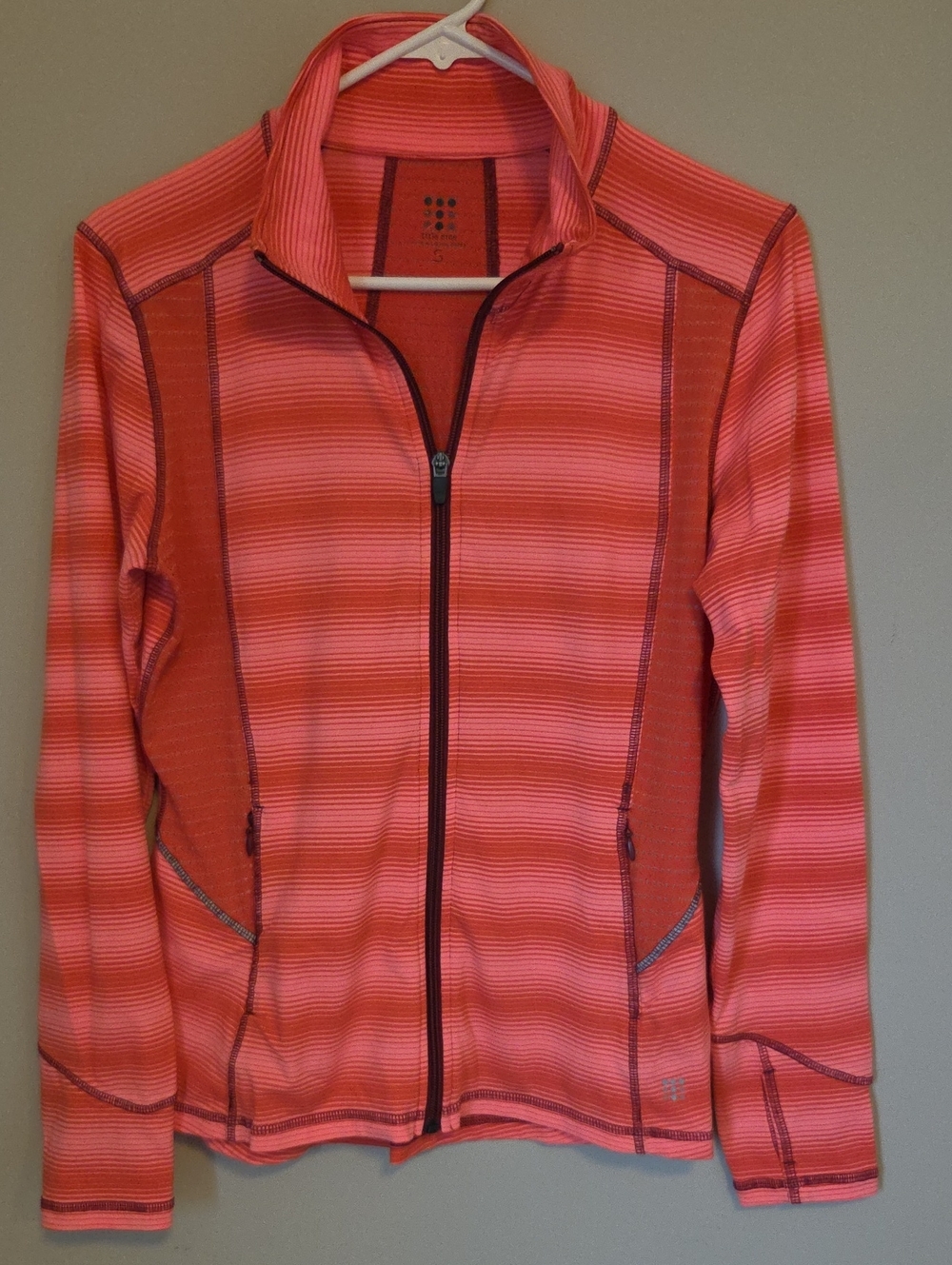 Title Nine Coral Striped Zip-Up Bomber Jacket